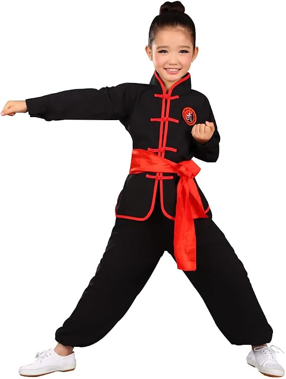 Kids Kung Fu Clothing Tai Chi Uniforms Martial Art Wing Chun Tang Suit | Boys Girls Kung Fu Uniform Chinese Traditional Outfit Sports Martial Arts Training Long Sleeve Top Shirt Pants Set Outfit