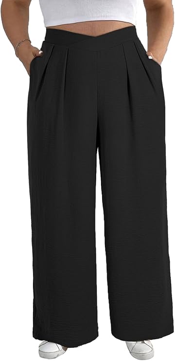 Eytino Women's Plus Size Wide Leg Work Pants