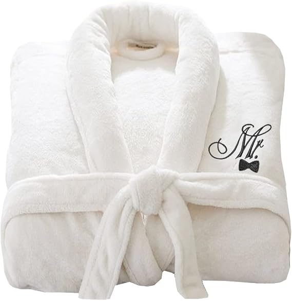 Wedding Bathrobe Mr and Mrs Embroidery logo on Bathrobes 100% COTTON Terry Towel Bathrobe LUXURY VELOUR bathrobes