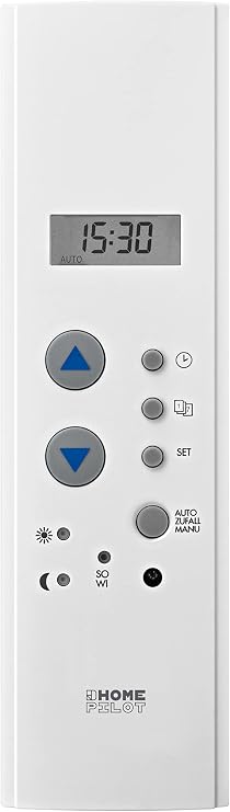 HOMEPILOT Timer belt box format, shutter control for roller shutter motor, suitable for belt box, belt box clock with random function, daily program, connection for sun sensor, 230 V, white