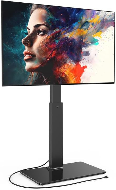 FITUEYES Floor TV Stand for 32-75 Inch TVs with Power Outlets, Black