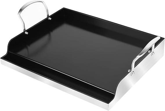 Utheer 17 x 13 Stainless Ceramic Griddle for Gas Grill & Stove top