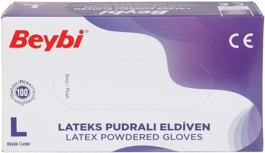 Beybi Lateks Pudralı Eldiven Large 100'lü