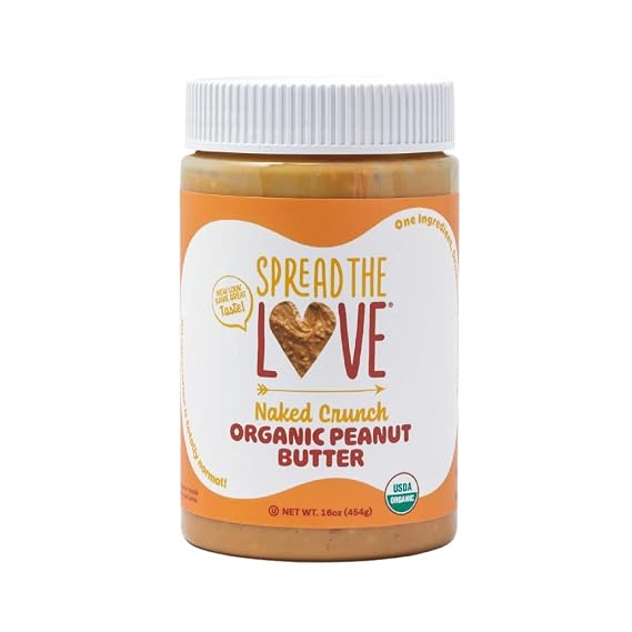 Spread The Love NAKED CRUNCH Organic Peanut Butter, 16 oz Jar, 1 Pack