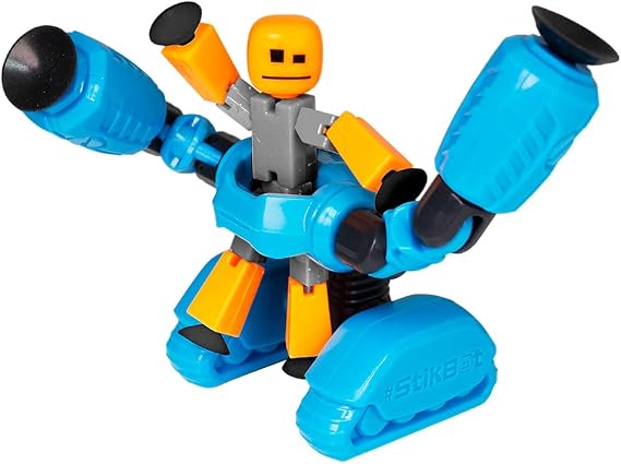 Zing Stikbot Megabots - Blue (Avalanche) Stikbot Poseable Collectible Stop Motion Action Figures and Mega Vehicles | Includes 1 Stikbot with Blue Vehicle, Suction Cup Feet & Hands, Articulating Joints, Free Studio App, Collectible STEAM Toy
