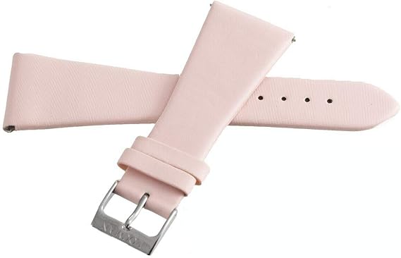 Locman Men's 28mm Light Pink Leather Satin Watch Band Strap with Silver Buckle