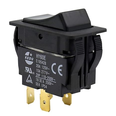 KeDu HY60E 125/250V 20/15A 4 Pins Rocker Switch ON-Off Push Button Switches Arc Pushbutton Switch for Industrial Electric Power Tools and Machine Tool Equipment Control,2-Pack, S, Black