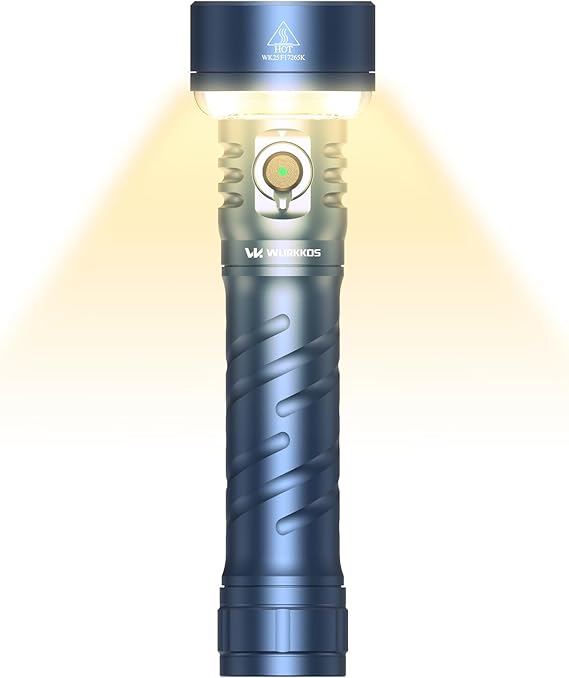 Wurkkos TS27 Rechargeable Flashlight,3200 Lumens High Super (Blue) | Bidirectional Lighting,Type-C Charging,845M Long Throw(2772.3ft) for Camping, Hiking, Home Power Outages & Emergency Supplies