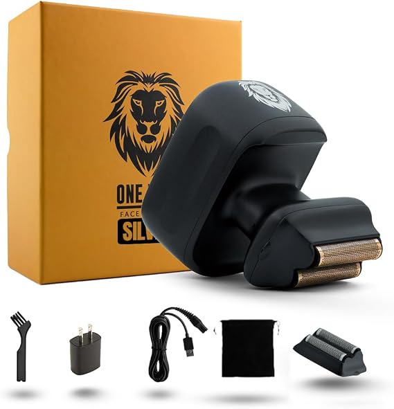 Skull Shaver One Lion Silver PRO Foil Shaver - Precision Shaving for Men - Japanese Stainless Steel Foils - Wet/Dry Use - Ergonomic Handle - Cordless & Electric