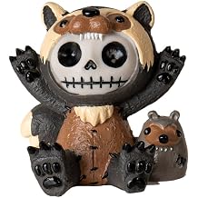 Pacific Giftware Hugh Furrybones Collectible Figurine Signature Skeleton in Raccoon Costume with Tiny Raccoon Perfect for Home Decor and Unique Gifts 2.75" Tall