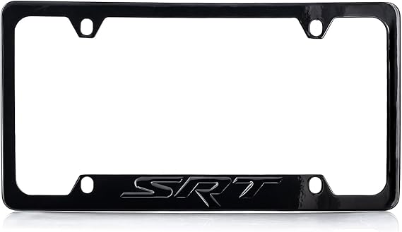 Dodge SRT Black Solid Metal License Plate Frame Tag Holder