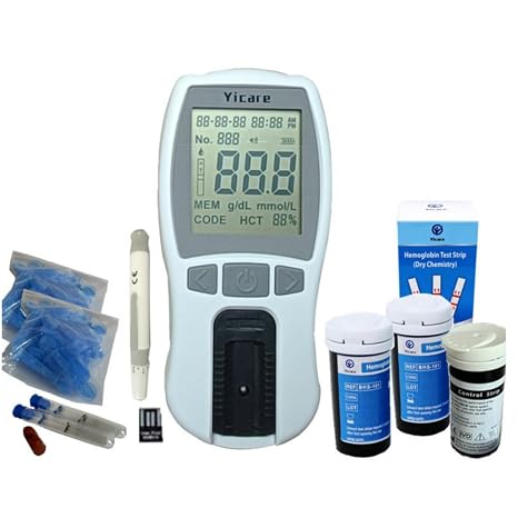 Hb Hemoglobin Test Meter Hemoglobin Meter Hemoglobin Analyzer Hemoglobin Test Kit + 75 Strips
