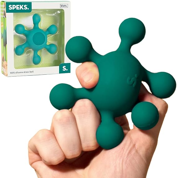 Speks Blots Silicone Stress Balls, Silky Soft, Ergonomic 100% Silicone Desk Toy, Green Slash