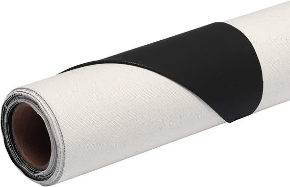 Paramount Black Canvas All-Media Primed Cotton Canvas Roll - 56" x 6 yd - Medium Texture, Unbleached 100% Cotton, Double-Primed with Acid-Free Black Acrylic Gesso - for Acrylics, Oils & Alkyds