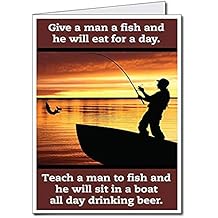 VictoryStore Jumbo Greeting Cards: Giant Retirement Card (Fisherman Silhouette), 2 feet x 3 feet Card with Envelope