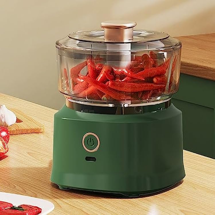 Generic Electric Vegetable Chopper with 350 ML Capacity Removable Bowls Garlic Grinder Masher USB Rechargeable Mini Food Processor for Ginger, Chili, Fruit, Meat, Spices, Beans Green