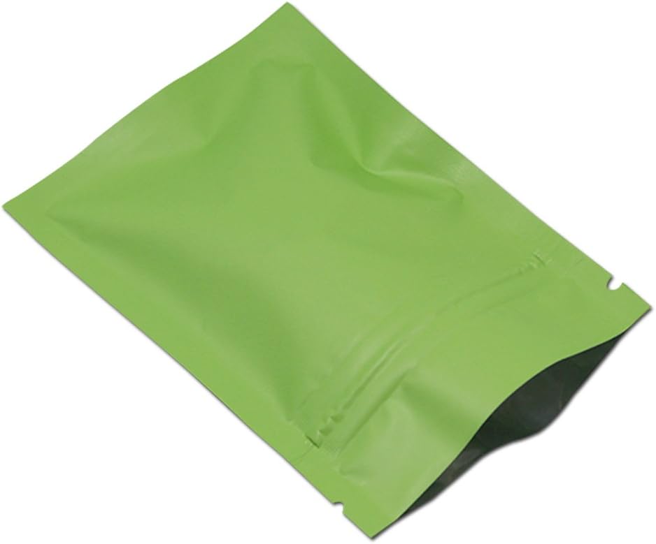 FERENLI 100Pcs Zipper Lock Self Seal Flat Pouch for Zip Aluminum Foil Lock Package Bag Coffee Food Storage Resealable Mylar Bags Heat Sealable Candy Reclosable Bags 8x12cm 3.1x4.7 inch, Green