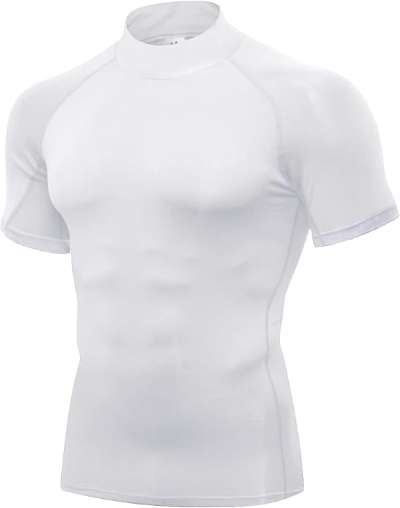 Compression Shirt Men Mock Turtleneck Short Sleeve Athletic Workout T Shirts Sports Undershirt Quick Dry Base Layer