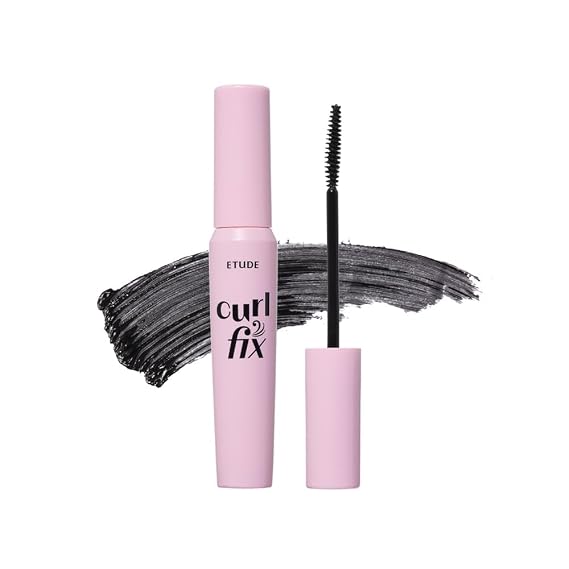 ETUDE Curl Fix Mascara Mini, Lash Mascara, Strong Curl Up, Long-Lasting, Waterproof, Lightweight, Korean Makeup, Beauty, Vegan Certified, Black (0.14 Fl Oz)