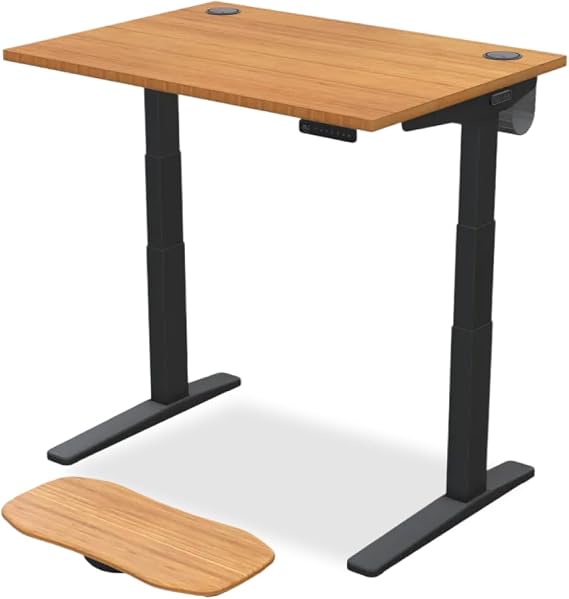 UPLIFT DESK Bamboo (42 x 30 inch) Standing Desk 2-Leg V3 Adjustable Stand Up C-Frame (Black), Advanced Keypad, Wire Grommets, Wire Tray, Rocker Board