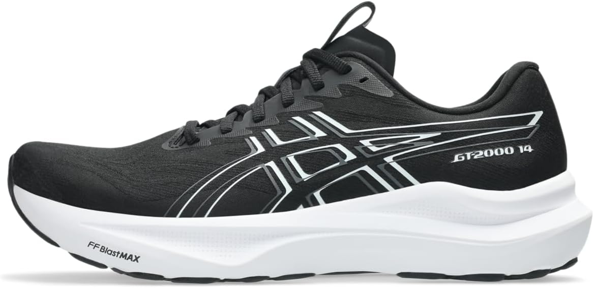 ASICS Men's GT-2000 14 Running Shoe, Black/White, 11 M US
