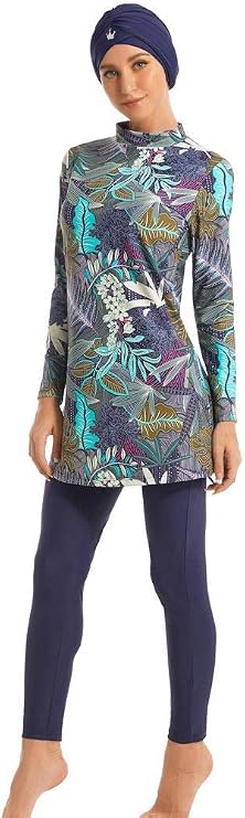 Ababalaya Fully Covered Swimsuits Burkini with Swim Cap