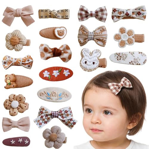 Hair Bow Clips for Baby Girls, 20PCS Handmade Fully Lined Hair Clips Set Hair Accessories for Toddler Infants Little Kid School Age Girls Gifts set 02
