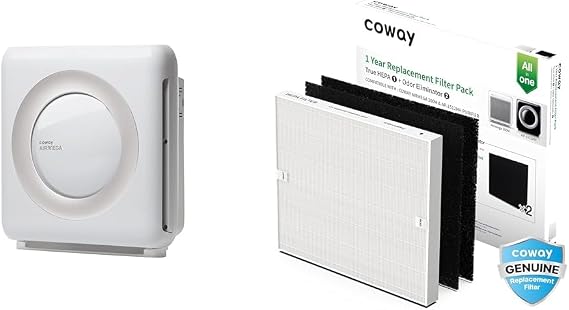 Bundle | 1 Coway Airmega AP-1512HH(W) True HEPA Purifier White + 1 Extra Coway Airmega AP-1512HH Air Purifier Replacement Filter Set