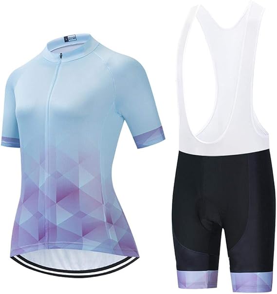 Women's Cycling Clothing Set Road Bike Shirts Short Sleeve Breathable Cycling Jersey with Gel Padded Bib Shorts