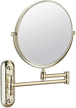 Wall Mounted Makeup Mirror, Premium 8'' Two-Sided Bathroom Vanity Mirror with Magnification, Extendable Arm, 360 Degree Swivel, Round, for Bathroom