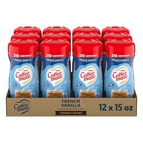 Nestle Coffee mate Coffee Creamer, French Vanilla, Non Dairy Powder Creamer, 15 oz Canister Pack of 12