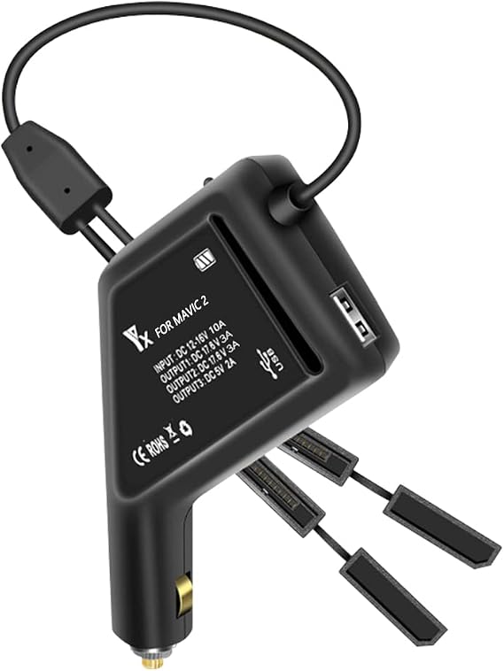 Hanatora Battery Car Charger for DJI Mavic 2 Pro/Zoom Drone,12V Rapid Charging Hub