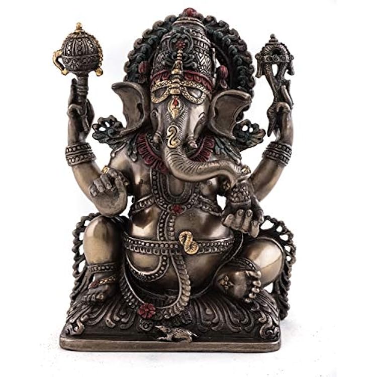 Top Collection Ganesh Statue- Lord of Prosperity & Fortune Sculpture in Cold Cast Bronze-5.75-Inch Figurine