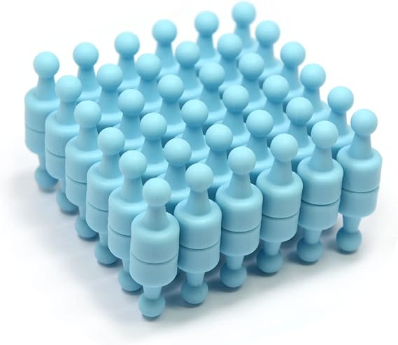 CMS Magnetics - (180-Pack Small NeoPin Baby Blue) Strong Neodymium Magnetic Push Pin for Dry Erase Whiteboards, Bulletins, Calendars, Refrigerator, Office, Kitchen, School, Classroom