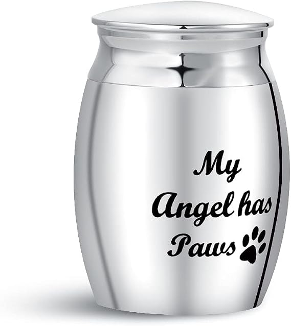 Dog Puppy Family Small Cremation Urns for Pet Ashes My Angel Has Paws Paw Print Heart Keepsake Token