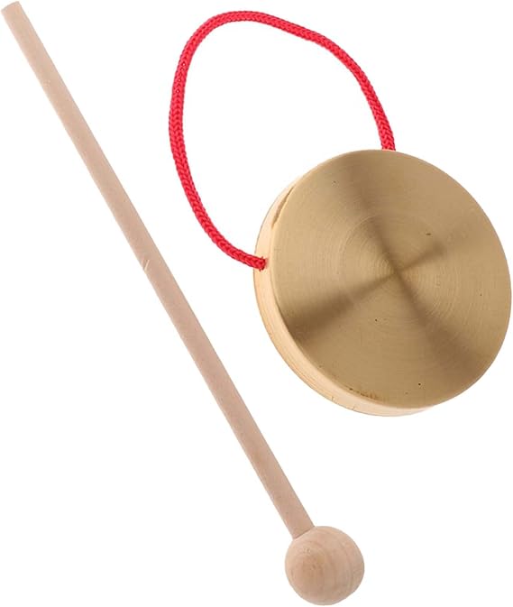 Mini Gong Percussion Instrument For Kids - 4.7 Inch Metal Gong With Wooden | Mallet & Hanging String, Meditation & Entertainment Tool