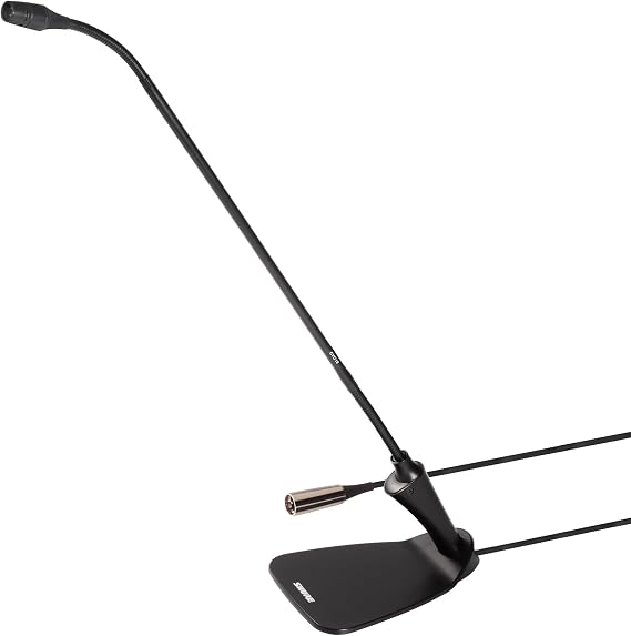 Shure Centraverse CVG Gooseneck Microphone with Integrated Desktop Base - Black, Cardioid Condenser Mic with 18-inch Neck and Inline Preamplifier, Includes Windscreen & Mounting Flange (CVG18D-B/C)