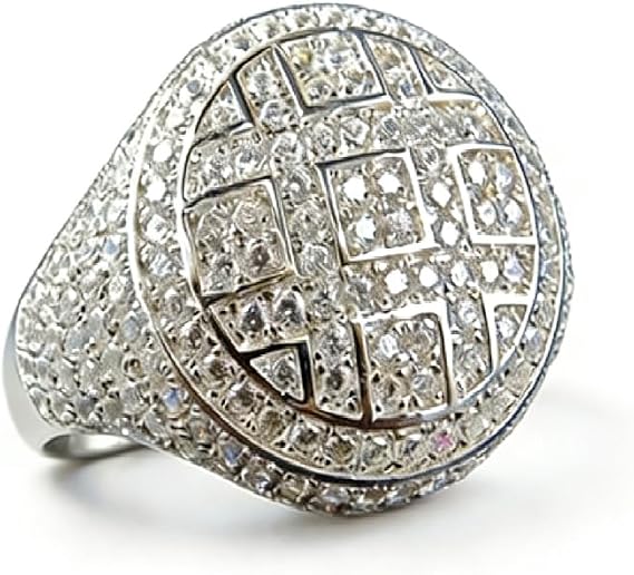 Icy Hip Hop Silver Cluster Iced Out Simulated Diamond Band Micropave Bling Ring - Men's Size 8