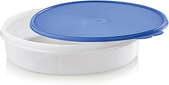 Tupperware 12" Round Pie Taker / Cake Server / Cupcake Courier / Cookie Storage Container with Sapphire Blue Seal