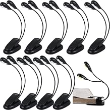 Rossesay 10 Pcs LED Book Light USB and AAA Battery Operated Music Stand Clip on Reading Light 4 Brightness Levels Dual Arm Clip Lamp for Eye Protection Bookworms Orchestra Readers Piano Player