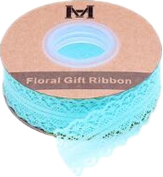 50 Yards Gems Patterned Lace Ribbon Roll Floral Lace Trim Webbing Fabric Embelishment 1 1/8 inch Width for Jewelry Making DIY Craft Gift Wrapping Wedding Party Favours (Aqua)