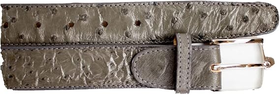 Belvedere Genuine Ostrich Quill Belt - GRAY 44