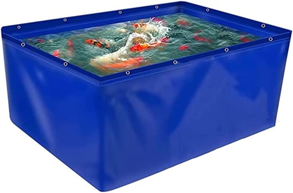 Plastic Fish Farming Tank, PVC Canvas Tarpaulin Thickened with Grommets Water Storage Pool with Drain Valve for Garden Fountain Pond, Fish Tank, Pool BAIYING Color : Blue, Size : 2x2m