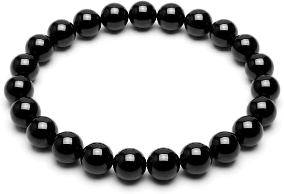 Protective Healing Black Tourmaline 8 Mm Power Beaded Round Crystal Bracelet Gift Fashion Jewelry