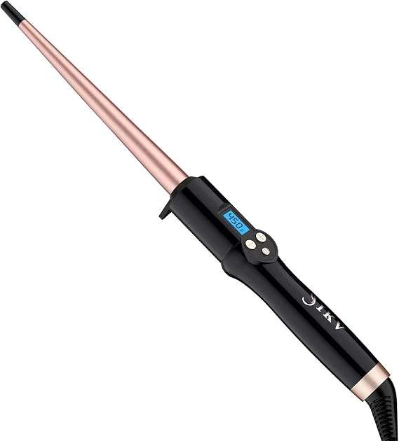 Ceramic Small Tapered Curling Wand for Short Hair 3/4-3/8 Inch No Clamp