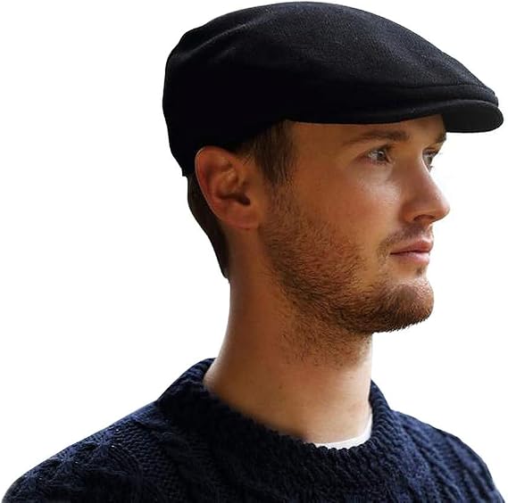 Hanna Hats Traditional Irish Tweed Wool Vintage Cap. Unisex Cabbie Hat. Stud Fastener & Taffeta Lining. 100% Made in Ireland.