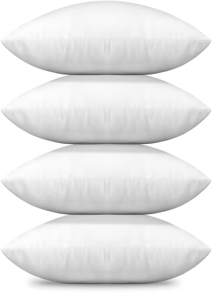 Artscope 4 Packs Premium Square Form Cushion Inner Pads 45x45cm Cushion Stuffer for Couch, Sofa, Bed - Indoor Decorative Pillows Inserts, StandardWhite Inners,18x18in