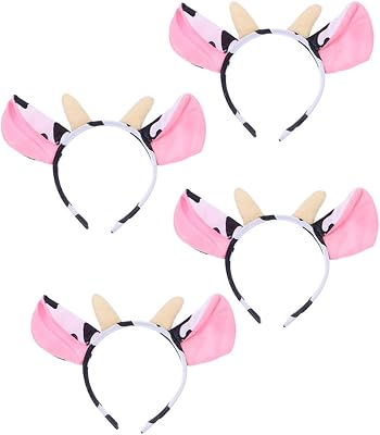 NOLITOY 12PCS Cow Ears Headband with Horns, Soft Plush Cow Costume Accessories for Kids and Adults, Bulk Animal Headbands for Farm Themed Birthday Party Favors Cosplay School Events
