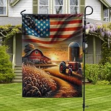 American Flag-Farm Life Tractor So God Made A Farmer American Flag TQN3083F, Garden Flag (11.5" x 17.5")-USA Flags Premium Polyester-Decorative Indoor Outdoor Flag