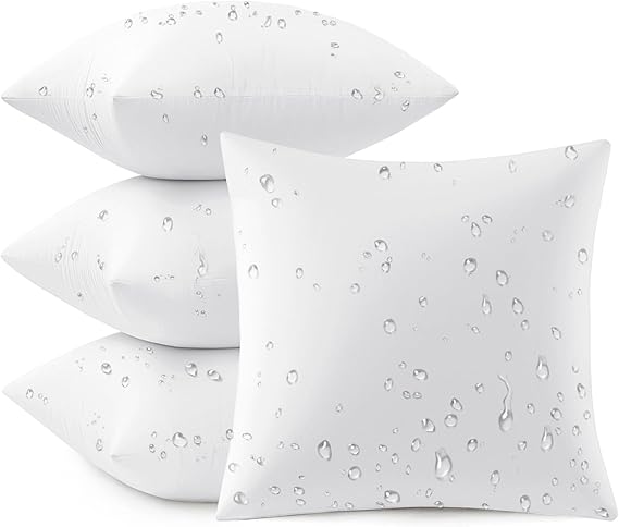 MIULEE Outdoor Pillow Inserts 18x18 Pack of 4 Waterproof Throw Pillow Inserts Decorative 100% Virgin Fibers Filling for Patio Sofa Couch